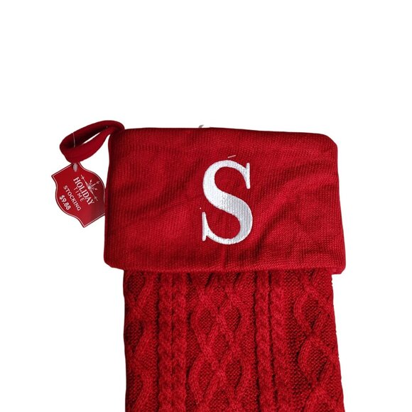 Holiday Time 19 inch Red Knit Monogram Initial S Christmas Stocking - Picture 3 of 4